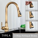 GobekUsa Antique Brass Kitchen Faucet Pull Out Single Handle Mixer Tap 360 Rotation