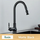 GobekUsa Antique Brass Kitchen Faucet Pull Out Spout Black Swivel Mixer Tap