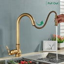 GobekUsa Antique Brass Kitchen Faucet Pull Out Spout Black Swivel Mixer Tap