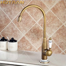 GobekUsa Antique Brass Kitchen Faucet - Swivel Basin Tap, 360° Rotation, Hot & Cold Water Mixers