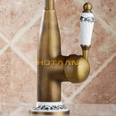 GobekUsa Antique Brass Kitchen Faucet - Swivel Basin Tap, 360° Rotation, Hot & Cold Water Mixers