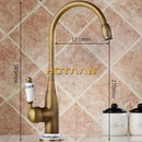 GobekUsa Antique Brass Kitchen Faucet - Swivel Basin Tap, 360° Rotation, Hot & Cold Water Mixers