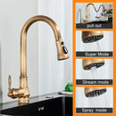 GobekUsa Antique Brass Kitchen Faucet Swivel Spout Pull Down Hot Cold Mixer