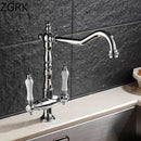 GobekUsa Antique Brass Kitchen Faucet with Dual Handles and 360° Rotation