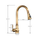 GobekUsa Antique Brass Kitchen Faucet with Pull Down Spout and Single Handle