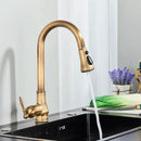 GobekUsa Antique Brass Kitchen Faucet with Pull Down Spout and Single Handle