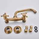 GobekUsa Antique Brass Kitchen Faucet with Swivel Spout and Dual Handle Mixer