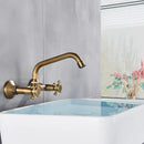 GobekUsa Antique Brass Kitchen Faucet with Swivel Spout and Dual Handle Mixer