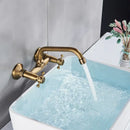 GobekUsa Antique Brass Kitchen Faucet with Swivel Spout and Dual Handle Mixer