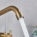 GobekUsa Antique Brass Kitchen Faucet with Swivel Spout and Dual Handle Mixer