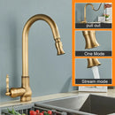 GobekUsa Antique Brass Kitchen Sink Faucet with Pull Down Swivel Spout
