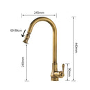 GobekUsa Antique Brass Kitchen Sink Faucet with Pull Down Swivel Spout
