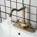 GobekUsa Antique Brass Kitchen Tap Mixer Faucet Double Handles Sink Torneiras Cozinha