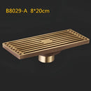 GobekUsa Antique Brass Linear Shower Floor Drain with Art Carved Cover