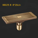 GobekUsa Antique Brass Linear Shower Floor Drain with Art Carved Cover