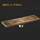 GobekUsa Antique Brass Linear Shower Floor Drain with Art Carved Cover