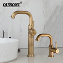 GobekUsa Antique Brass/Oil Rubbed Bronze Bathroom Faucet Deck Mount Single Handle Mixer Tap