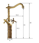 GobekUsa Antique Brass Porcelain Basin Mixer Hot Cold Tap - 360 Degree Swivel Kitchen Faucet