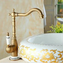 GobekUsa Antique Brass Porcelain Basin Mixer Hot Cold Tap - 360 Degree Swivel Kitchen Faucet