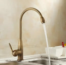 GobekUsa Antique Brass Porcelain Basin Mixer Hot Cold Tap - 360 Degree Swivel Kitchen Faucet