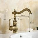 GobekUsa Antique Brass Porcelain Basin Mixer Hot Cold Tap - 360 Degree Swivel Kitchen Faucet