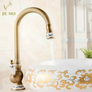 GobekUsa Antique Brass Porcelain Basin Mixer Hot Cold Tap - 360 Degree Swivel Kitchen Faucet