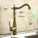 GobekUsa Antique Brass Porcelain Basin Mixer Hot Cold Tap - 360 Degree Swivel Kitchen Faucet