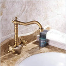 GobekUsa Antique Brass Porcelain Basin Mixer Hot Cold Tap - 360 Degree Swivel Kitchen Faucet
