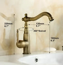GobekUsa Antique Brass Porcelain Basin Mixer Hot Cold Tap - 360 Degree Swivel Kitchen Faucet