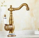 GobekUsa Antique Brass Porcelain Basin Mixer Hot Cold Tap - 360 Degree Swivel Kitchen Faucet