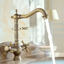 GobekUsa Antique Brass Porcelain Basin Mixer Hot Cold Tap - 360 Degree Swivel Kitchen Faucet