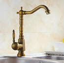 GobekUsa Antique Brass Porcelain Basin Mixer Hot Cold Tap - 360 Degree Swivel Kitchen Faucet