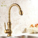 GobekUsa Antique Brass Porcelain Basin Mixer Hot Cold Tap - 360 Degree Swivel Kitchen Faucet