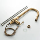 GobekUsa Antique Brass Pull Out Kitchen Faucet with Stream Sprayer Head