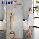 GobekUsa Antique Brass Rainfall Shower Faucet Set with 2 Functions
