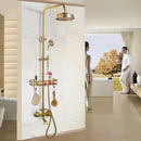 GobekUsa Antique Brass Rainfall Shower Faucet Set with 2 Functions