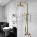 GobekUsa Antique Brass Rainfall Shower Faucet Set with 2 Functions