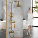GobekUsa Antique Brass Rainfall Shower Faucet Set with 2 Functions