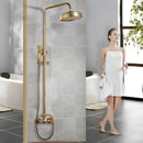 GobekUsa Antique Brass Rainfall Shower Faucet Set with 2 Functions