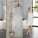 GobekUsa Antique Brass Rainfall Shower Faucet Set with 2 Functions