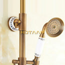 GobekUsa Antique Brass Rainfall Shower Faucet Set with Hand Shower
