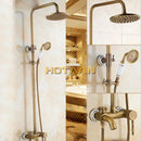 GobekUsa Antique Brass Rainfall Shower Faucet Set with Hand Shower