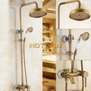 GobekUsa Antique Brass Rainfall Shower Faucet Set with Hand Shower