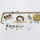 GobekUsa Antique Brass Rainfall Shower Faucet Set with Hand Shower