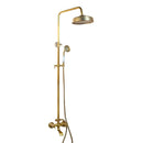GobekUsa Antique Brass Rainfall Shower Faucet Set with Handshower and Shelf