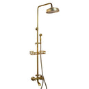 GobekUsa Antique Brass Rainfall Shower Faucet Set with Handshower and Shelf