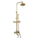 GobekUsa Antique Brass Rainfall Shower Faucet Set with Handshower and Shelf