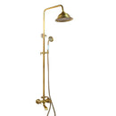 GobekUsa Antique Brass Rainfall Shower Faucet Set with Handshower and Shelf