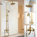 GobekUsa Antique Brass Rainfall Shower Faucet Set with Handshower and Shelf
