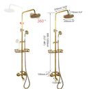 GobekUsa Antique Brass Rainfall Shower Faucet Set with Handshower and Shelf